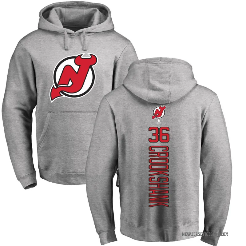 Angus Crookshank Men's New Jersey Devils Branded Ash Backer Pullover Hoodie