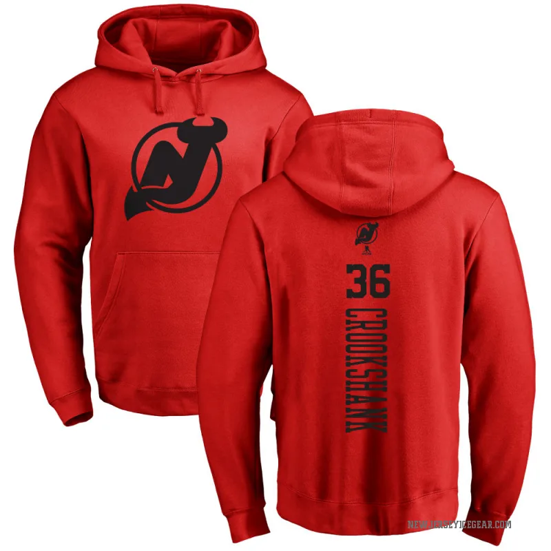 Angus Crookshank Youth Red New Jersey Devils Branded One Color Backer Pullover Hoodie
