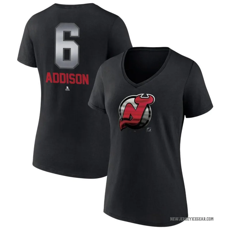 Calen Addison Women's Black New Jersey Devils Midnight Mascot Logo V-Neck T-Shirt