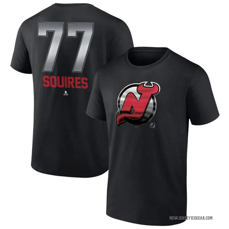 Cam Squires Men's Black New Jersey Devils Midnight Mascot Logo T-Shirt