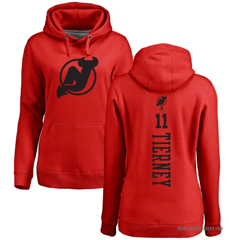 Chris Tierney Women's Red New Jersey Devils Branded One Color Backer Pullover Hoodie