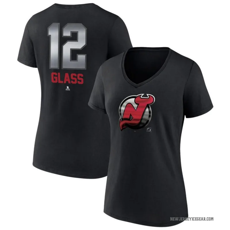 Cody Glass Women's Black New Jersey Devils Midnight Mascot Logo V-Neck T-Shirt
