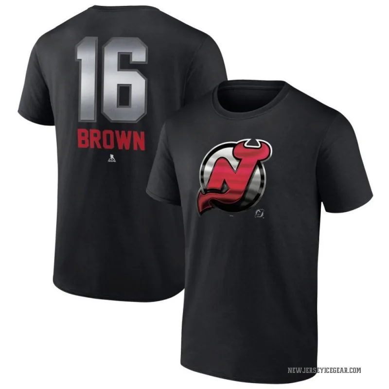 Connor Brown Men's Black New Jersey Devils Midnight Mascot Logo T-Shirt