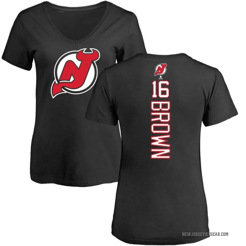 Connor Brown Women's Black New Jersey Devils Backer T-Shirt -