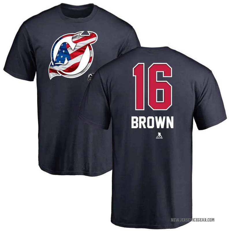 Connor Brown Youth Brown New Jersey Devils Name and Number Banner Wave T-Shirt - Navy