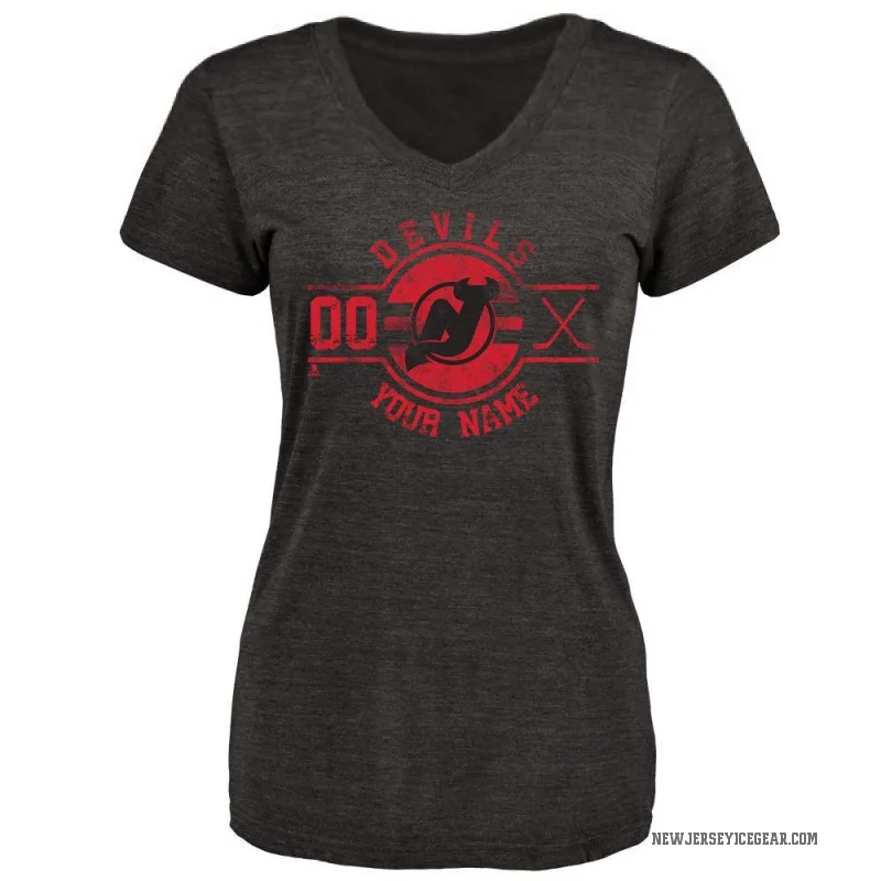 Custom Women's Black New Jersey Devils Insignia T-Shirt -