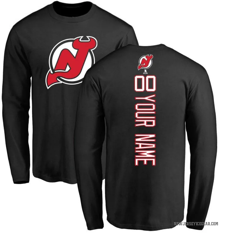 Custom Youth Black New Jersey Devils Backer Long Sleeve T-Shirt -