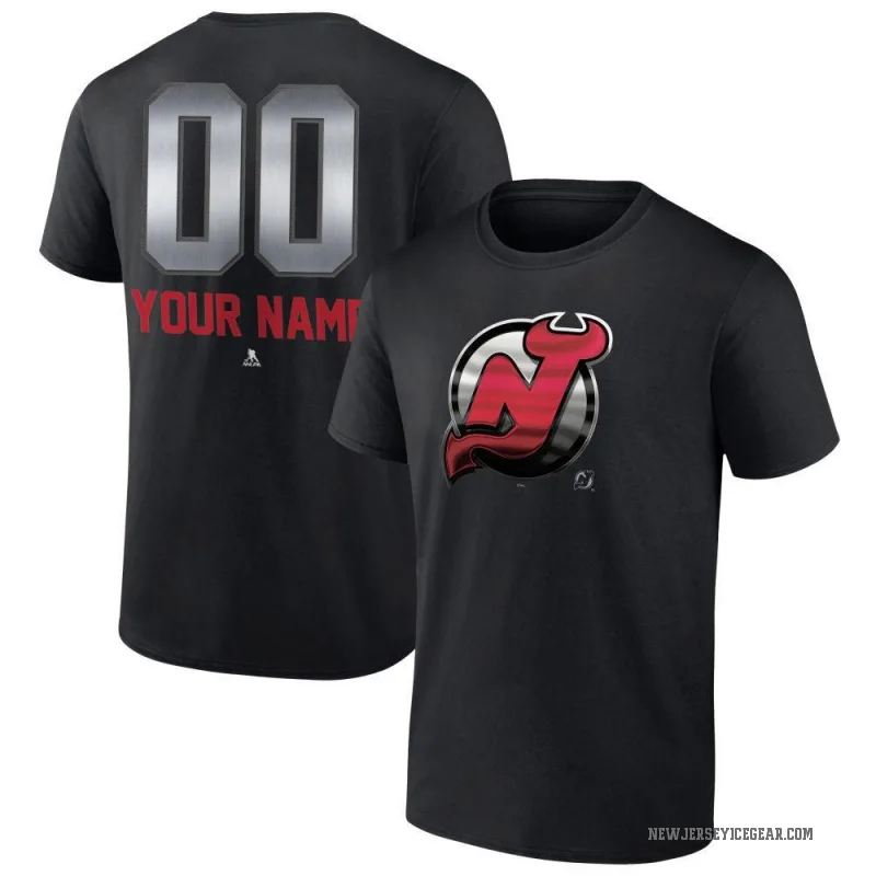 Custom Youth Black New Jersey Devils Midnight Mascot Logo T-Shirt