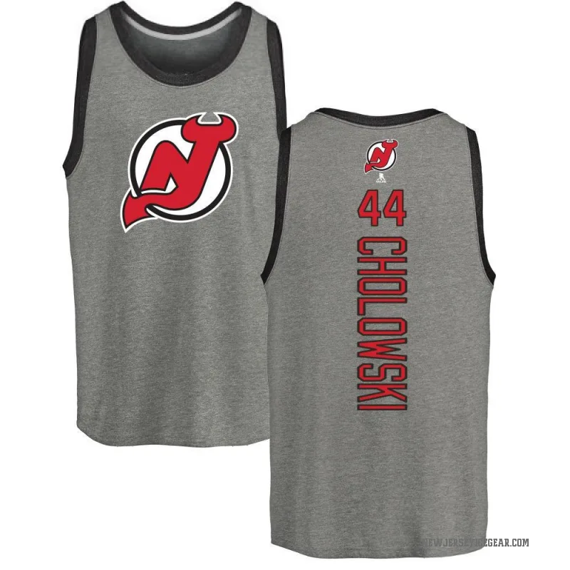 Dennis Cholowski Men's Ash New Jersey Devils Backer Tank Top -