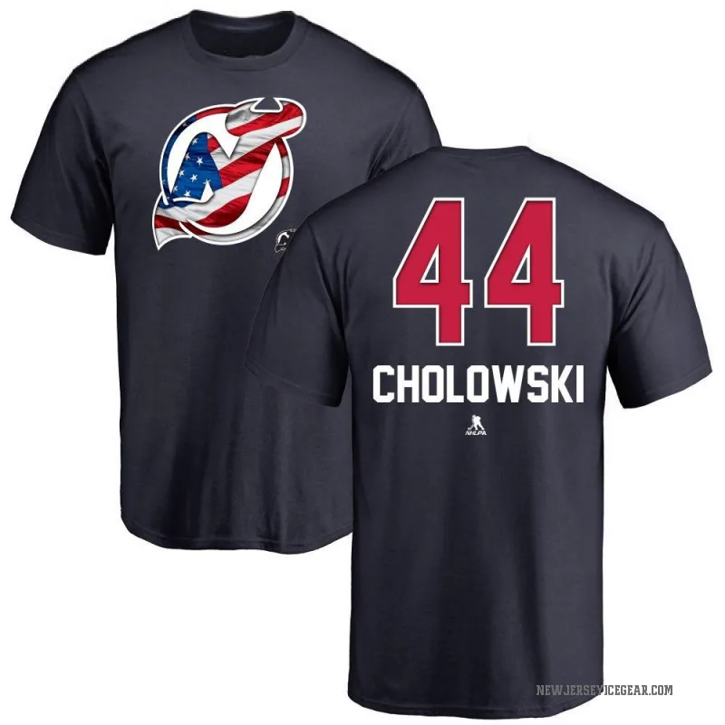 Dennis Cholowski Youth Navy New Jersey Devils Name and Number Banner Wave T-Shirt -