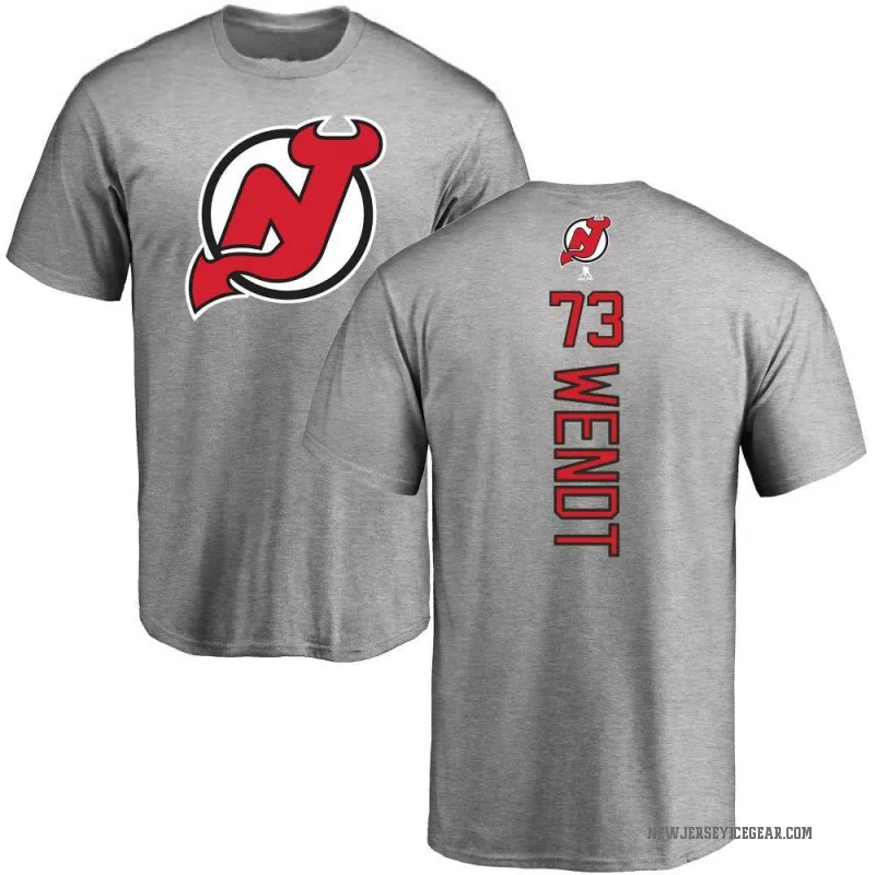 Dylan Wendt Men's Ash New Jersey Devils Backer T-Shirt -