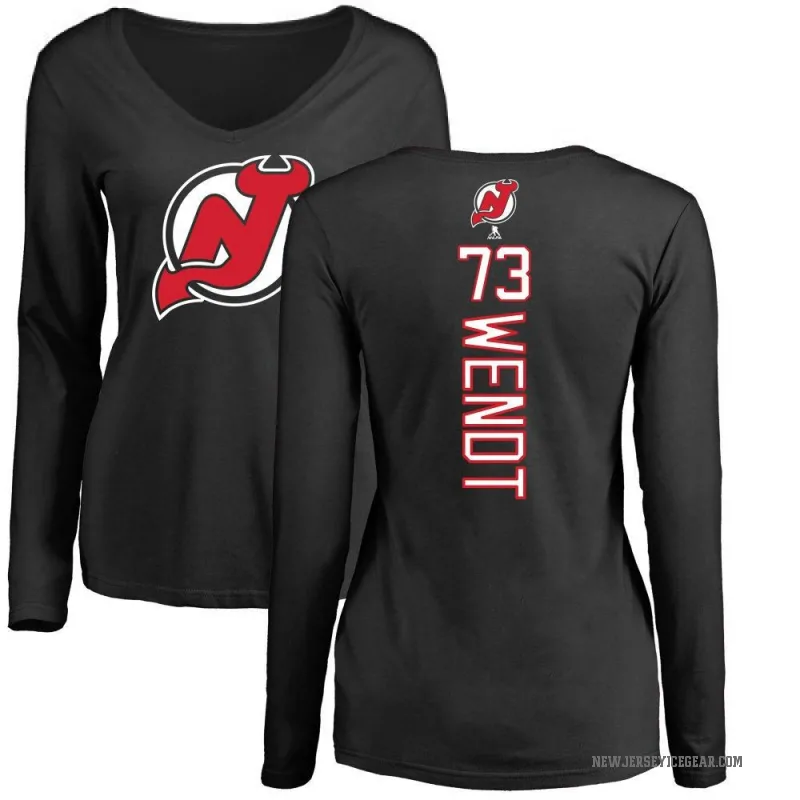 Dylan Wendt Women's Black New Jersey Devils Backer Long Sleeve T-Shirt -