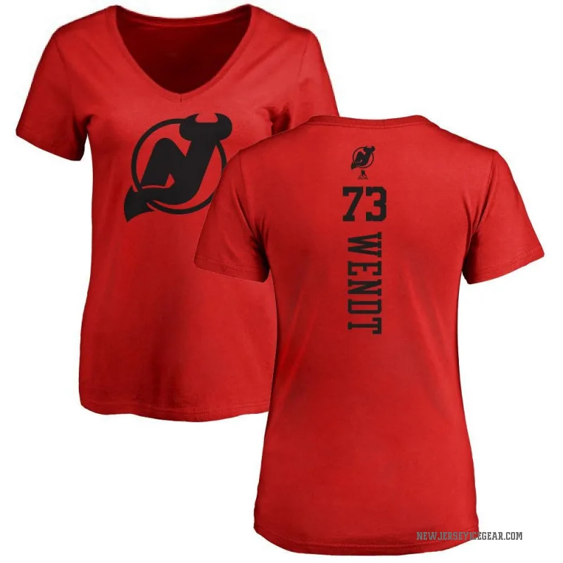 Dylan Wendt Women's Red New Jersey Devils One Color Backer T-Shirt -
