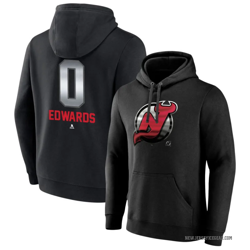 Ethan Edwards Men's Black New Jersey Devils Branded Midnight Mascot Logo Pullover Hoodie