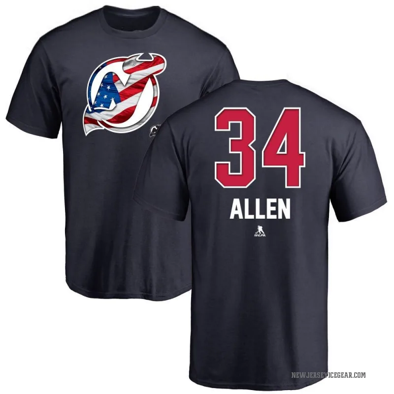 Jake Allen Men's Navy New Jersey Devils Name and Number Banner Wave T-Shirt -