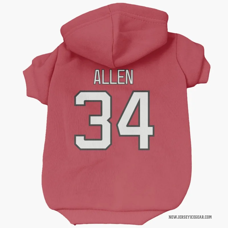 Jake Allen  Red New Jersey Devils  Cat & Dog Pet Hoodie