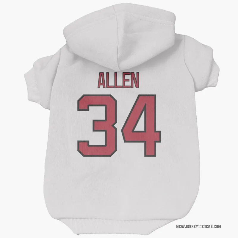 Jake Allen  White New Jersey Devils  Cat & Dog Pet Hoodie