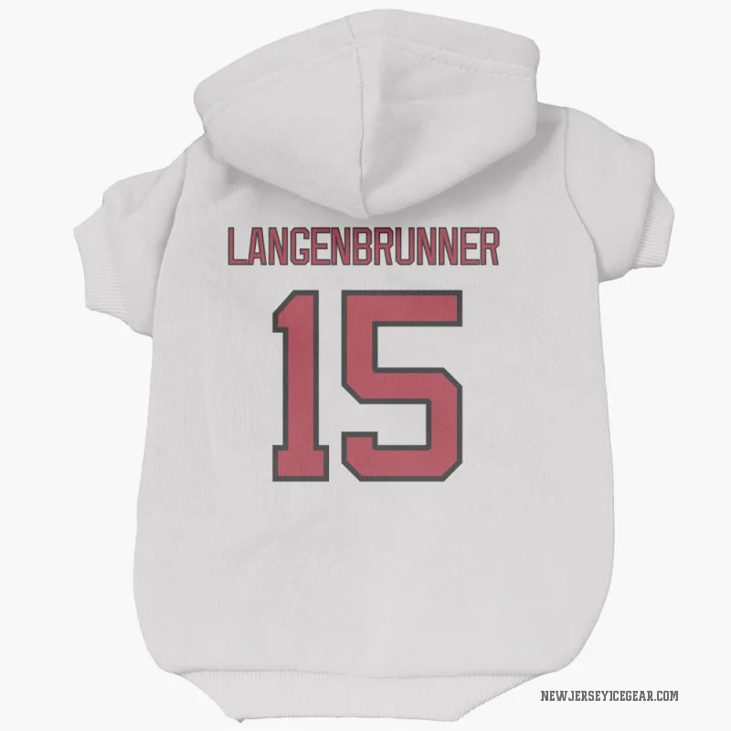 Jamie Langenbrunner  White New Jersey Devils  Cat & Dog Pet Hoodie