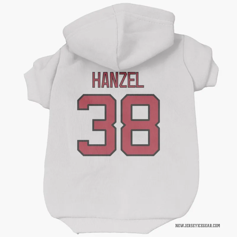 Jeremy Hanzel  White New Jersey Devils  Cat & Dog Pet Hoodie