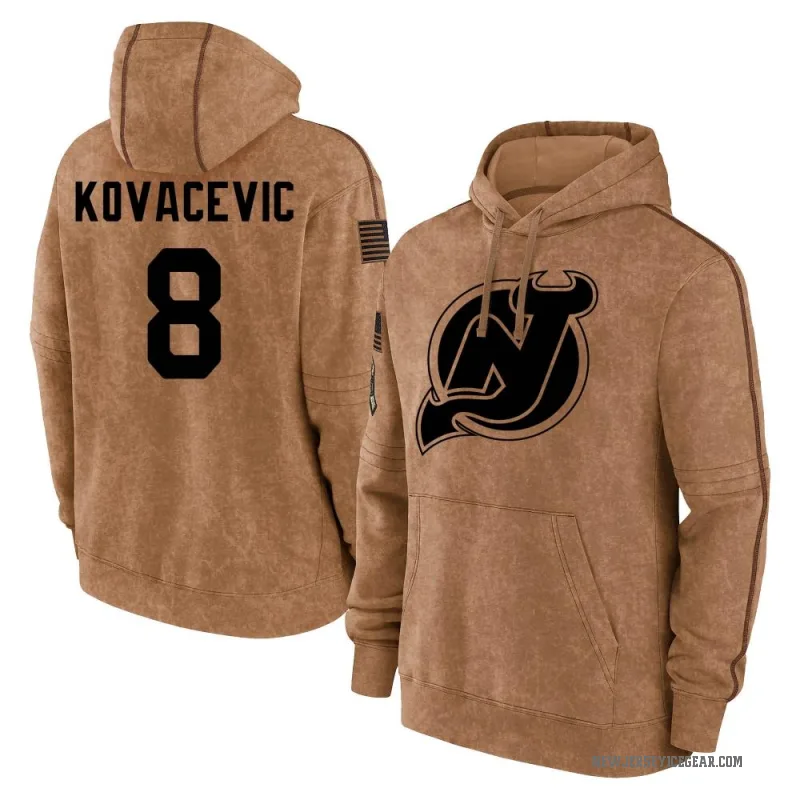 Johnathan Kovacevic Youth Brown New Jersey Devils 2023 Salute to Service Club Pullover Hoodie