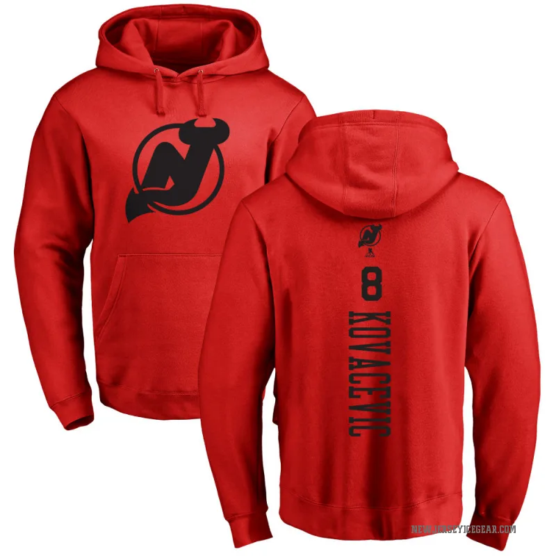 Johnathan Kovacevic Youth Red New Jersey Devils Branded One Color Backer Pullover Hoodie