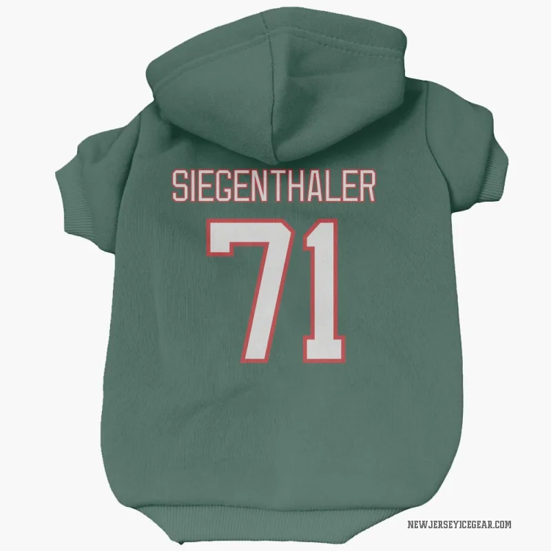 Jonas Siegenthaler  Green New Jersey Devils  Cat & Dog Pet Hoodie