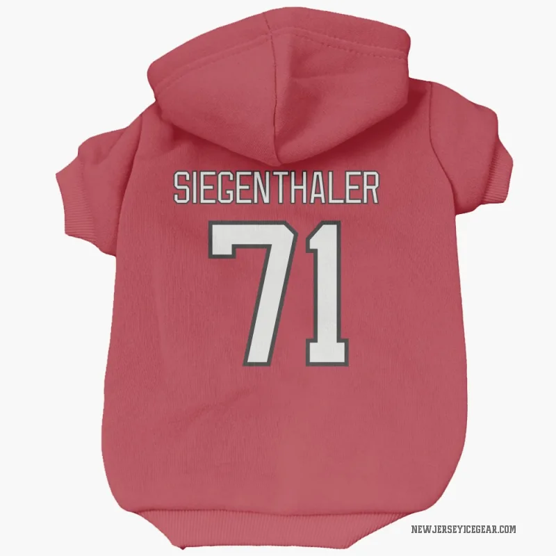 Jonas Siegenthaler  Red New Jersey Devils  Cat & Dog Pet Hoodie