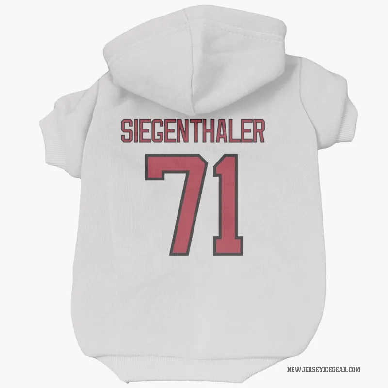 Jonas Siegenthaler  White New Jersey Devils  Cat & Dog Pet Hoodie