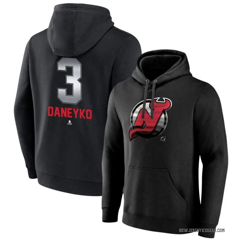 Ken Daneyko Men's Black New Jersey Devils Branded Midnight Mascot Logo Pullover Hoodie
