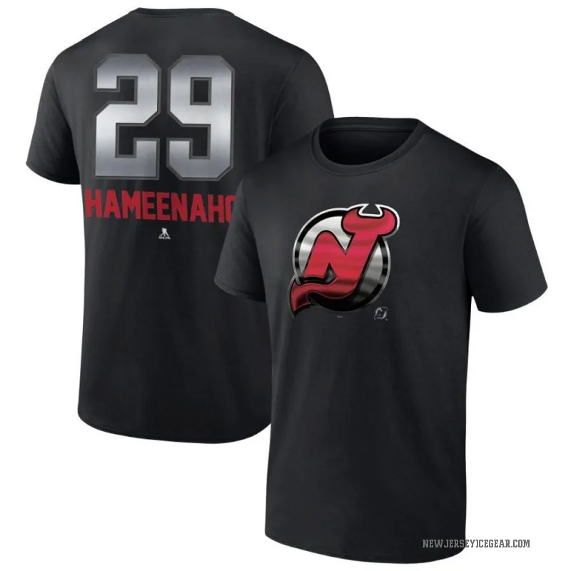 Lenni Hameenaho Men's Black New Jersey Devils Midnight Mascot Logo T-Shirt