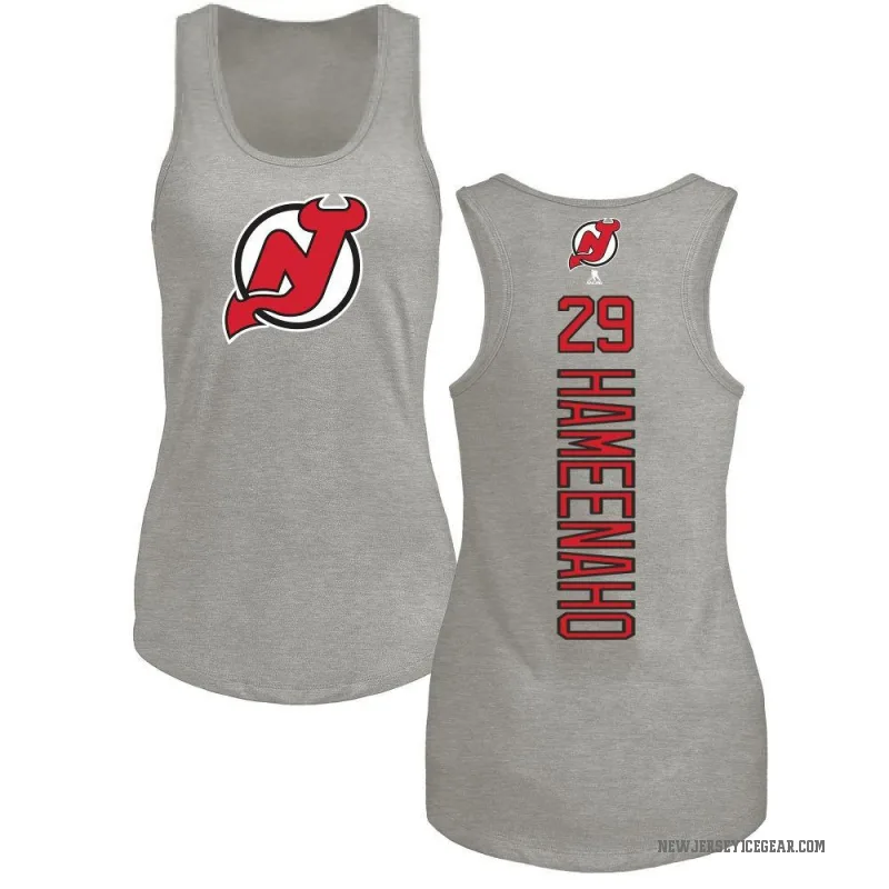 Lenni Hameenaho Women's Ash New Jersey Devils Backer Tank Top -