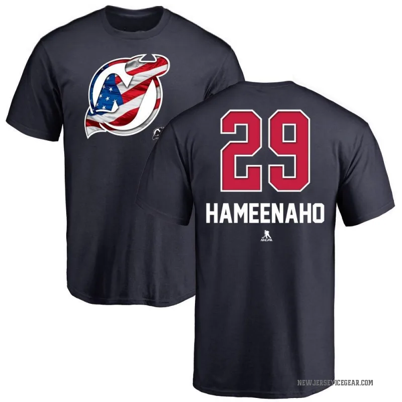 Lenni Hameenaho Youth Navy New Jersey Devils Name and Number Banner Wave T-Shirt -