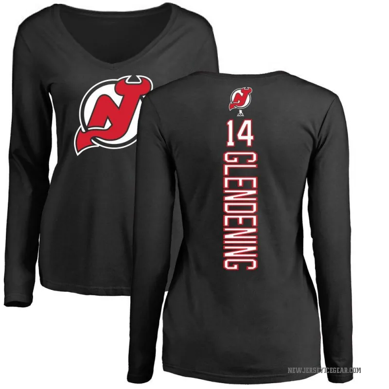 Luke Glendening Women's Black New Jersey Devils Backer Long Sleeve T-Shirt -