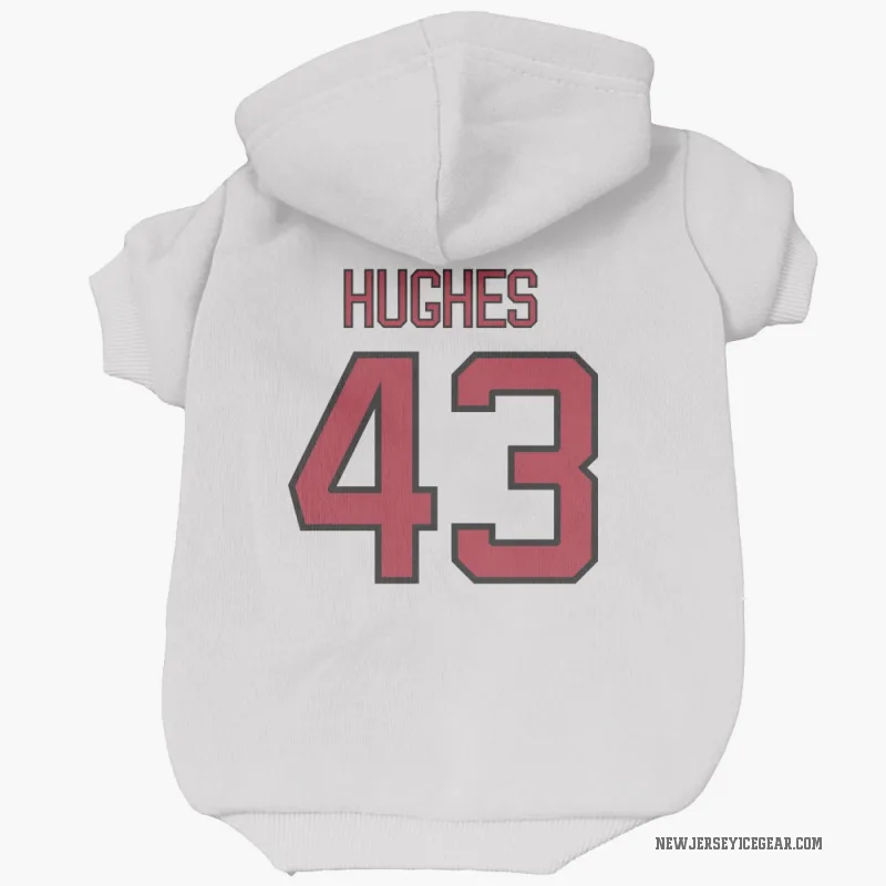 Luke Hughes  White New Jersey Devils  Cat & Dog Pet Hoodie