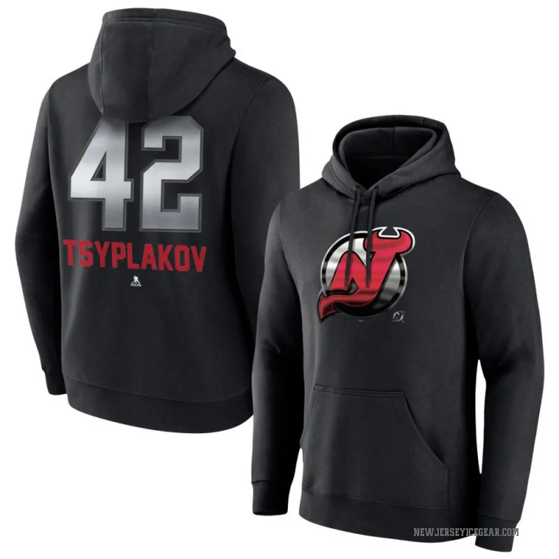 Maxim Tsyplakov Men's Black New Jersey Devils Branded Midnight Mascot Logo Pullover Hoodie