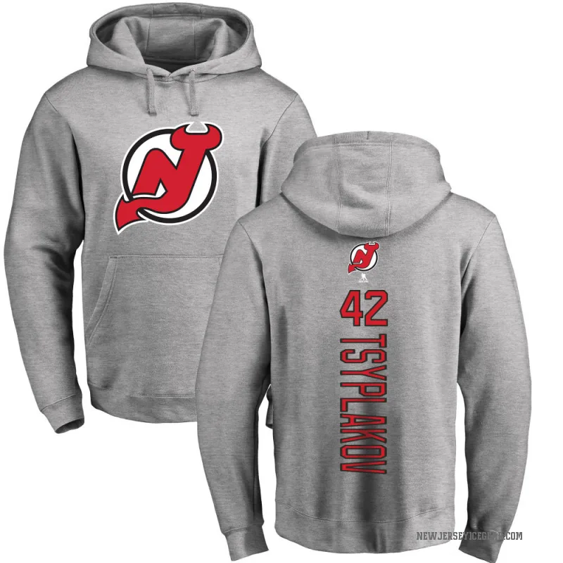 Maxim Tsyplakov Men's New Jersey Devils Branded Ash Backer Pullover Hoodie