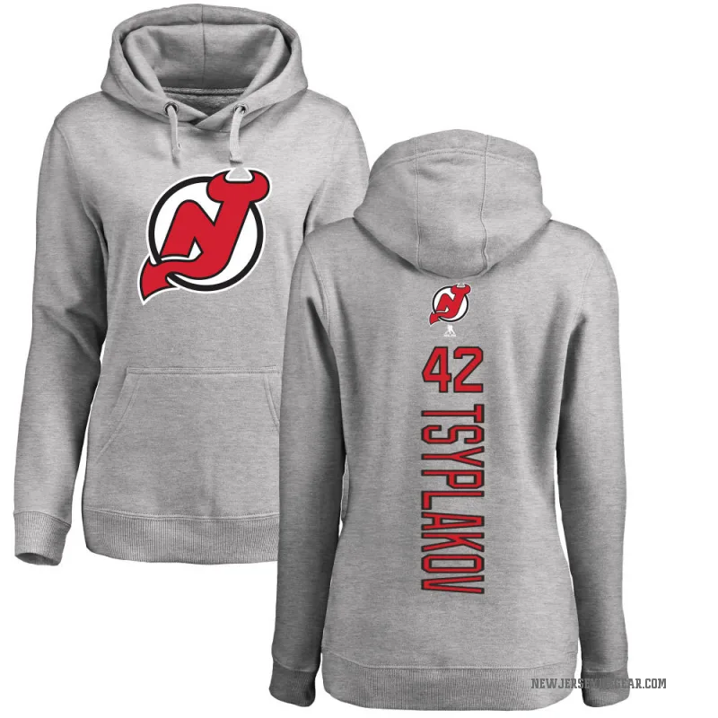 Maxim Tsyplakov Women's New Jersey Devils Branded Ash Backer Pullover Hoodie