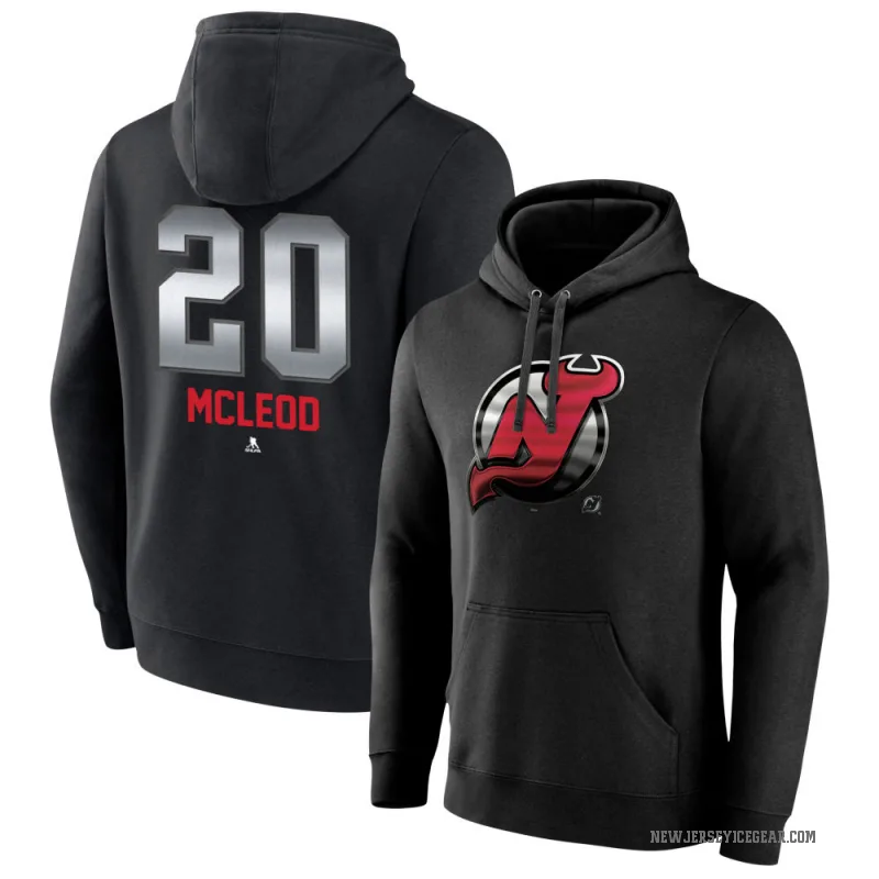 Michael McLeod Men's Black New Jersey Devils Branded Midnight Mascot Logo Pullover Hoodie