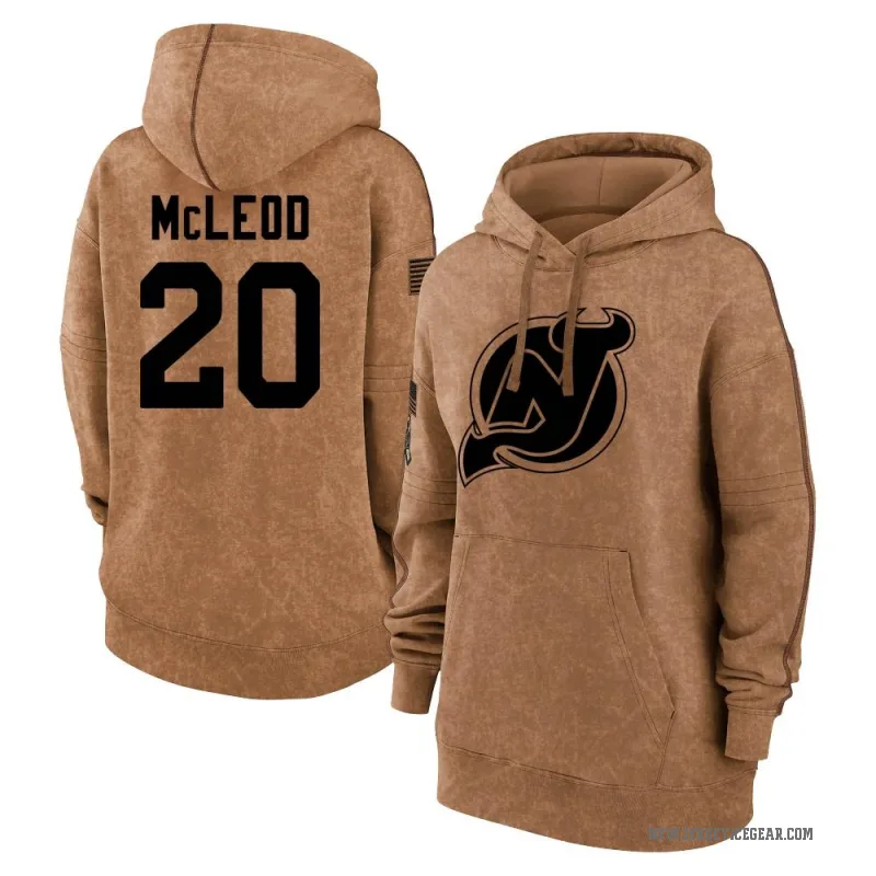 Michael McLeod Women's Brown New Jersey Devils 2023 Salute to Service Pullover Hoodie