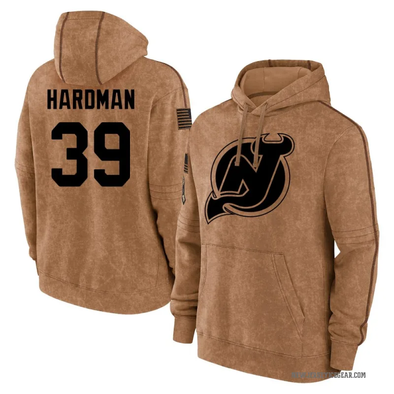 Mike Hardman Youth Brown New Jersey Devils 2023 Salute to Service Club Pullover Hoodie