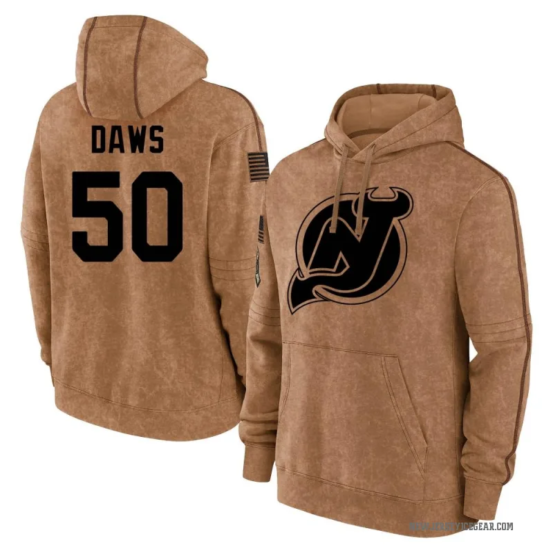 Nico Daws Men's Brown New Jersey Devils 2023 Salute to Service Club Pullover Hoodie