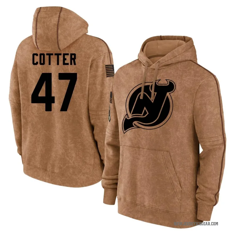 Paul Cotter Men's Brown New Jersey Devils 2023 Salute to Service Club Pullover Hoodie