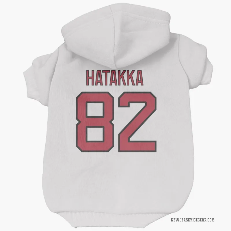 Santeri Hatakka  White New Jersey Devils  Cat & Dog Pet Hoodie