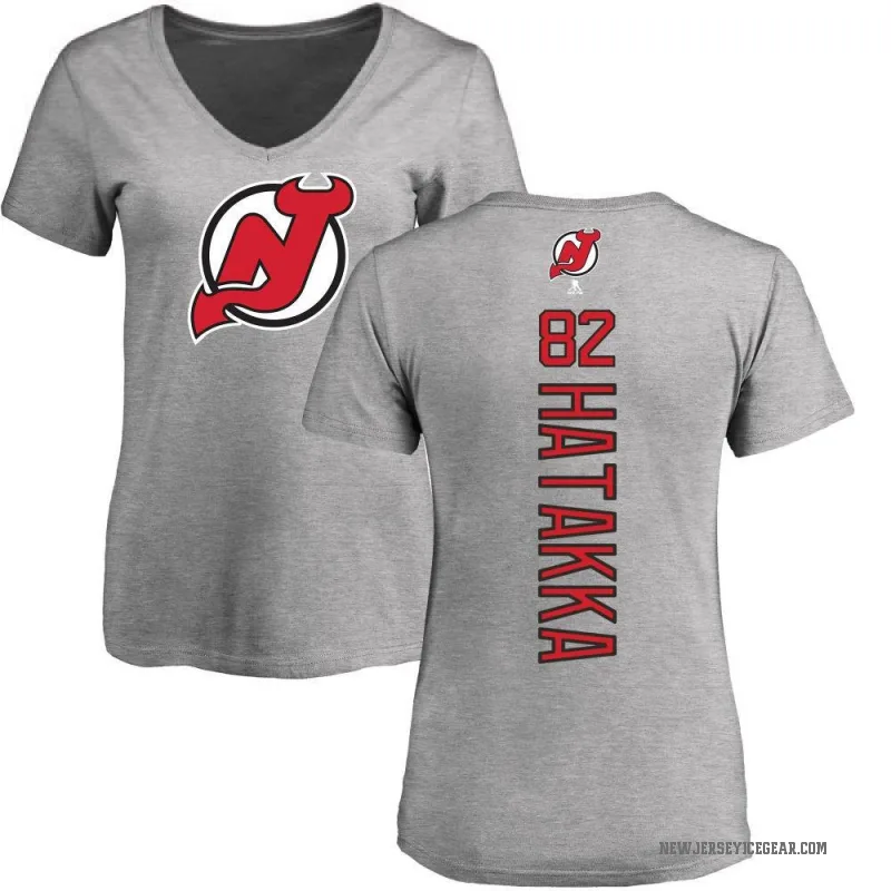 Santeri Hatakka Women's Ash New Jersey Devils Backer T-Shirt -