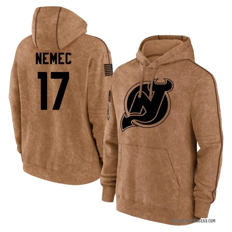 Simon Nemec Men's Brown New Jersey Devils 2023 Salute to Service Club Pullover Hoodie