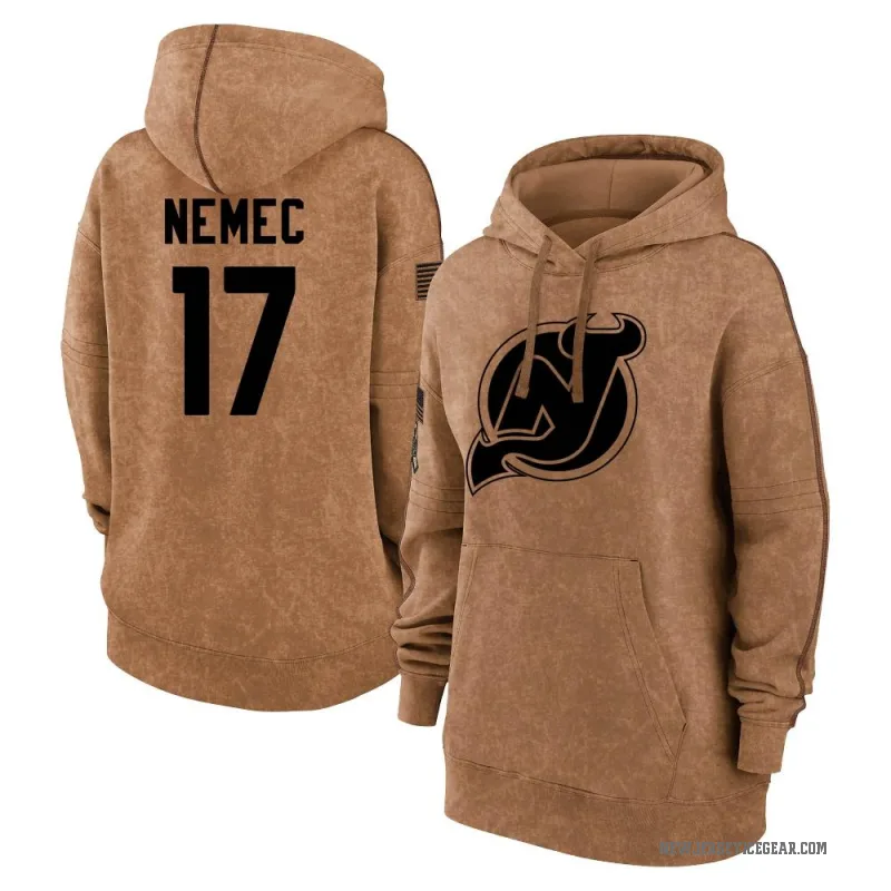 Simon Nemec Women's Brown New Jersey Devils 2023 Salute to Service Pullover Hoodie