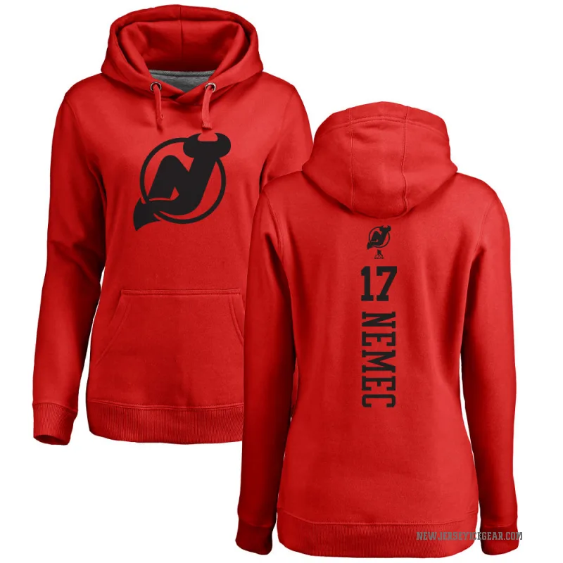 Simon Nemec Women's Red New Jersey Devils Branded One Color Backer Pullover Hoodie