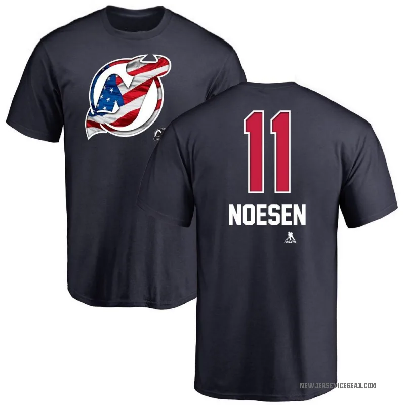 Stefan Noesen Youth Navy New Jersey Devils Name and Number Banner Wave T-Shirt -
