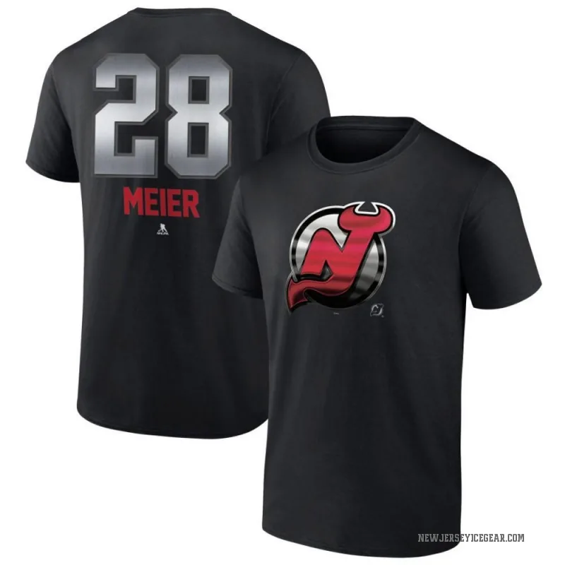 Timo Meier Men's Black New Jersey Devils Midnight Mascot Logo T-Shirt