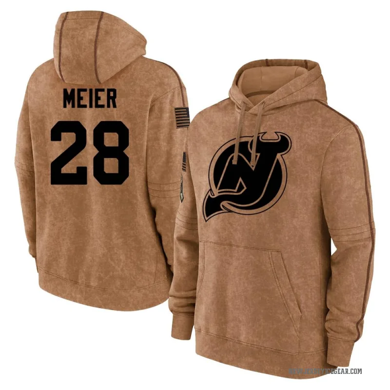 Timo Meier Youth Brown New Jersey Devils 2023 Salute to Service Club Pullover Hoodie
